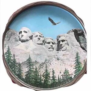 Presidents tray Mount Rushmore tin Round Black Hills South Dakota Metal 11” VTG